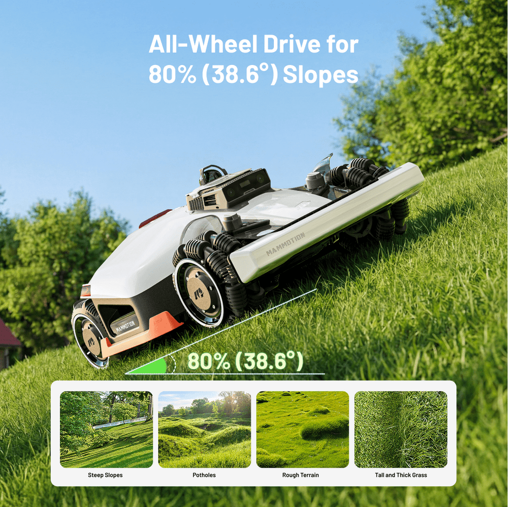 Mammotion LUBA 3 AWD 3000 Robot Lawn Mower, 0.75 Acres,360° LiDAR+RTK+AI Vision Tri-Fusion Positioning,1.0-2.7in Cut