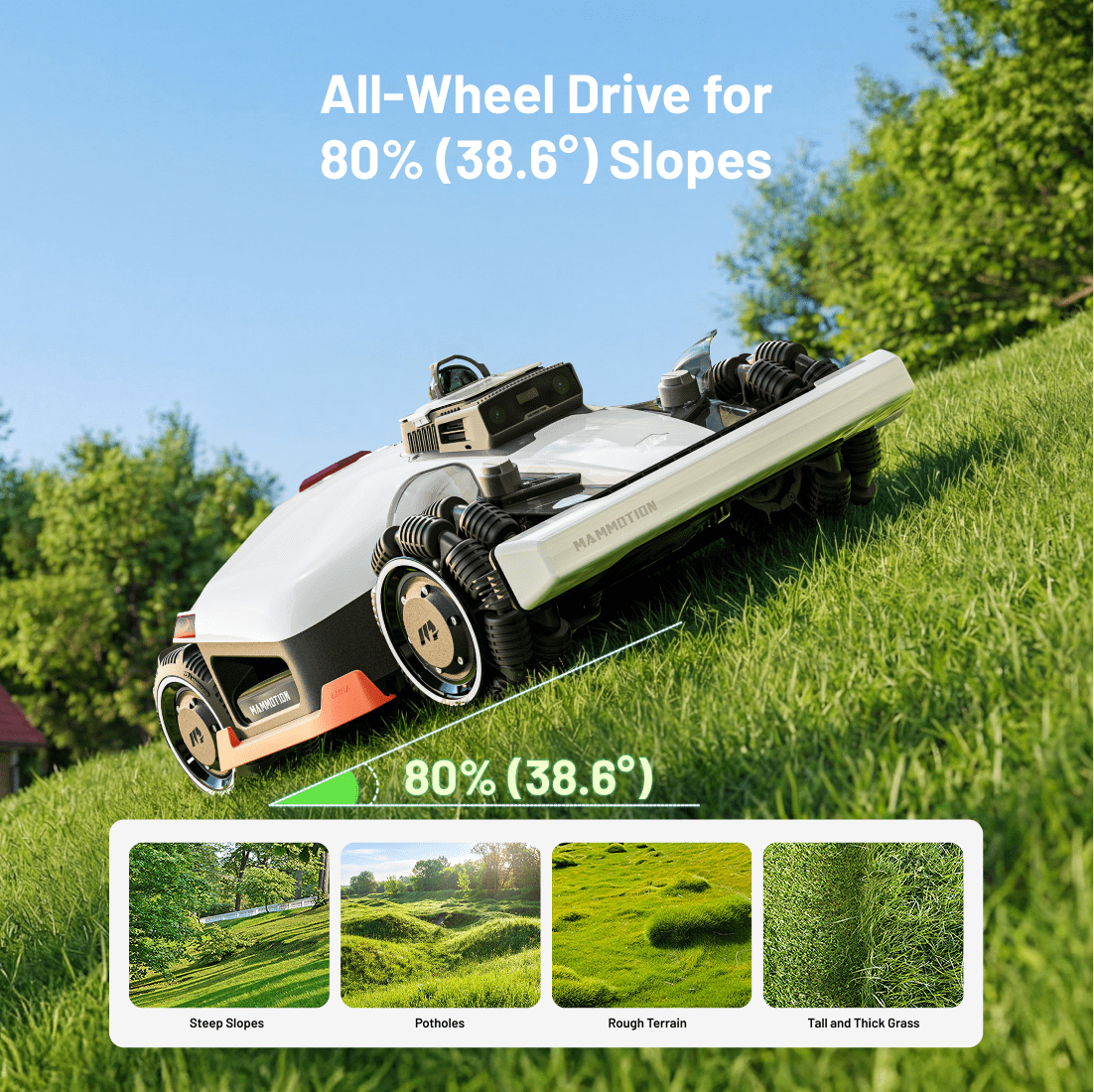 Mammotion LUBA 3 AWD 3000 Robot Lawn Mower, 0.75 Acres,360° LiDAR+RTK+AI Vision Tri-Fusion Positioning,1.0-2.7in Cut