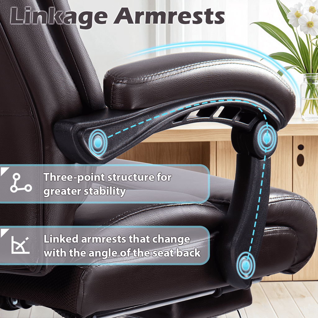 Waleaf Office Chair with Footrest,90-165°Reclining Ergonomic High Back Computer Desk Chair Lumbar Support for Home Office