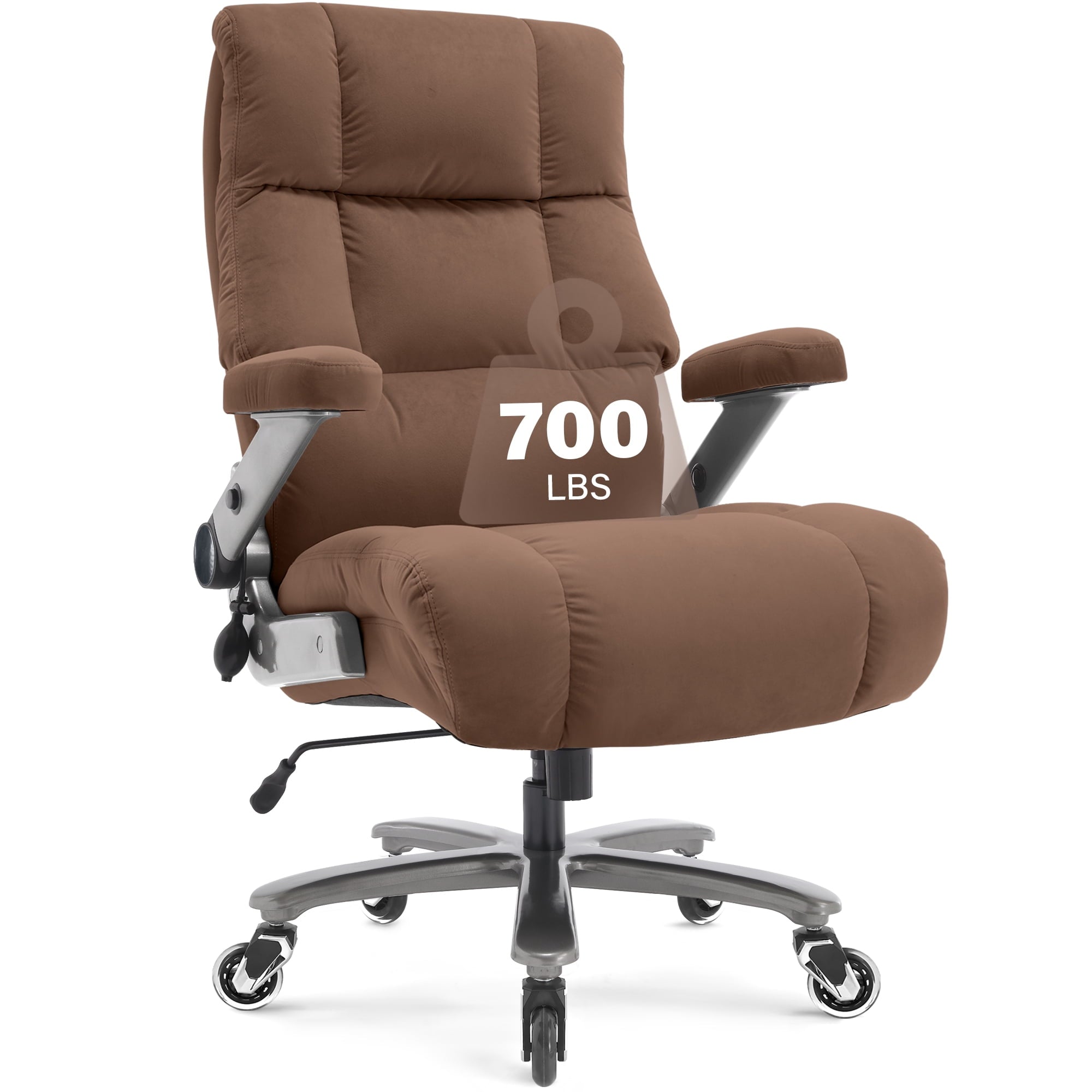 Big and Tall 700lbs Office Chair, Ultra-Soft Fabric Executive Desk Chair, Ergonomic Computer Chair with 3D Flip Up Arms, Adjustable Lumbar Support, Heavy Duty Metal Base and Quiet Rubber Wheel, Black