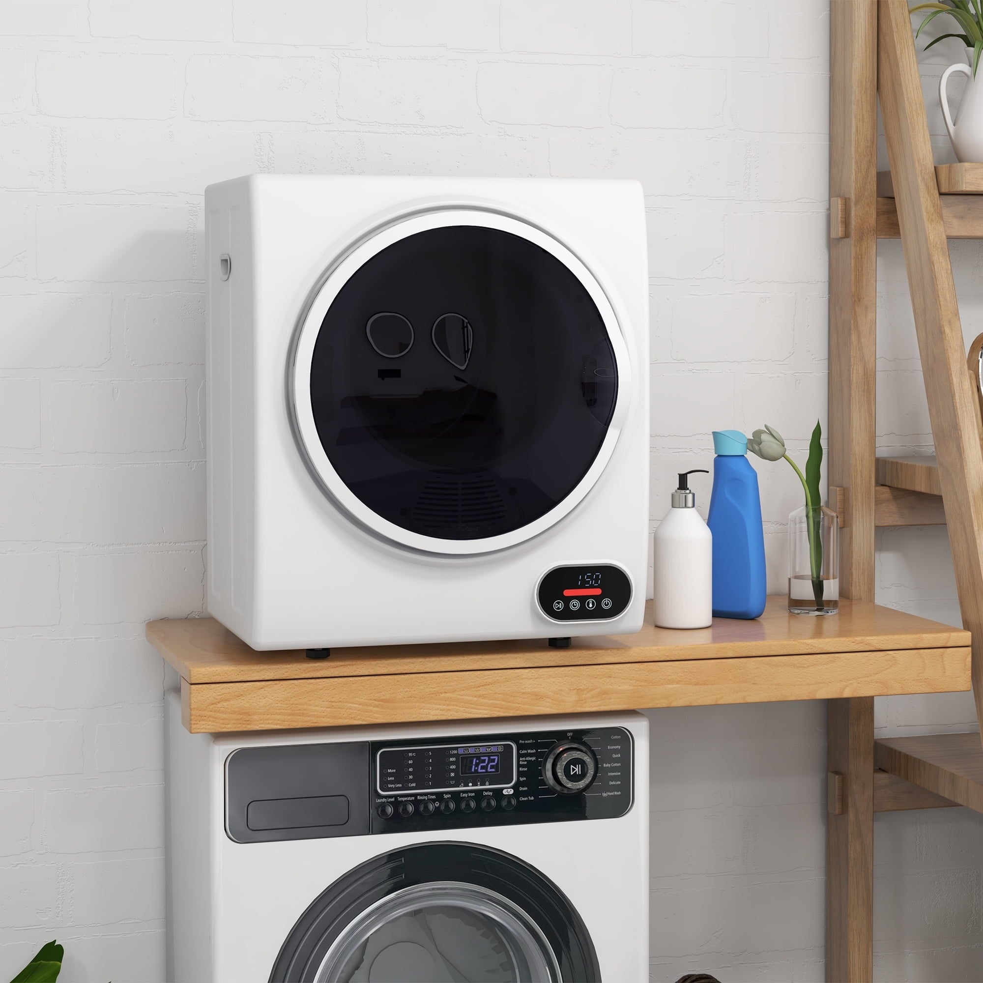 HOMCOM 9 lb 120V White Electric Dryer
