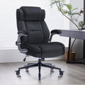 High Back Office Chair with Lockable Wheels, 400lbs Large Fabric Executive Desk Chair, Adjustable Lumbar Support Flip up Arms, Ergonomic Home Office Computer Chair with Storage Pocket, Black