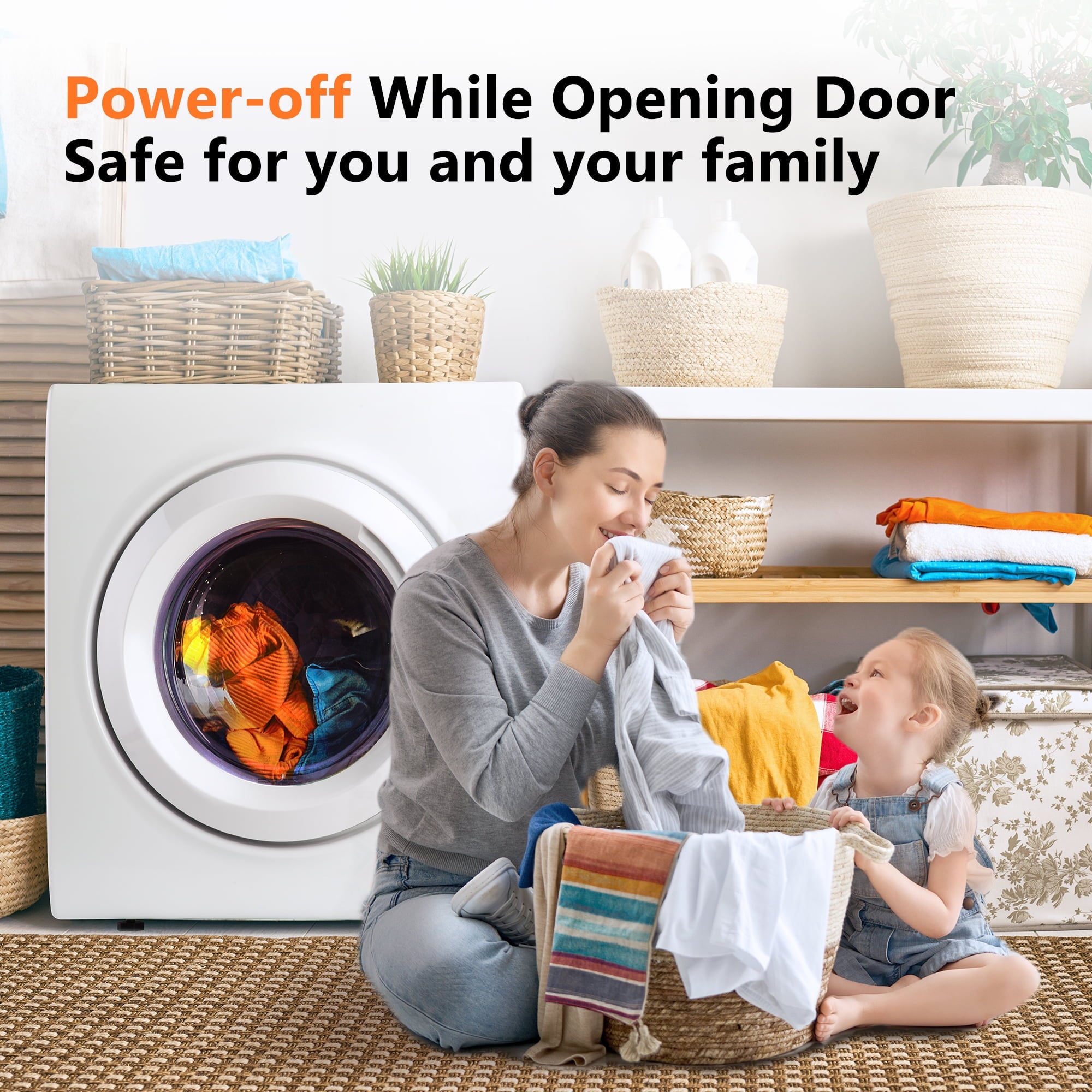 EUHOMY Portable Clothes Dryer, 2.6 Cu.ft Capacity, 1400W Quiet & Energy-Efficient Dryer for Apartments, Dorms, RVs and Small Spaces