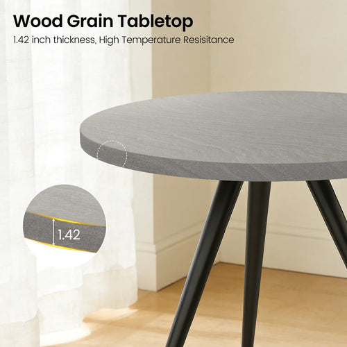 34.8 Round Dining Table for 4 People, Modern Circle Kitchen Table with Metal Legs for Kitchen, Dining Room, Apartment,Gray
