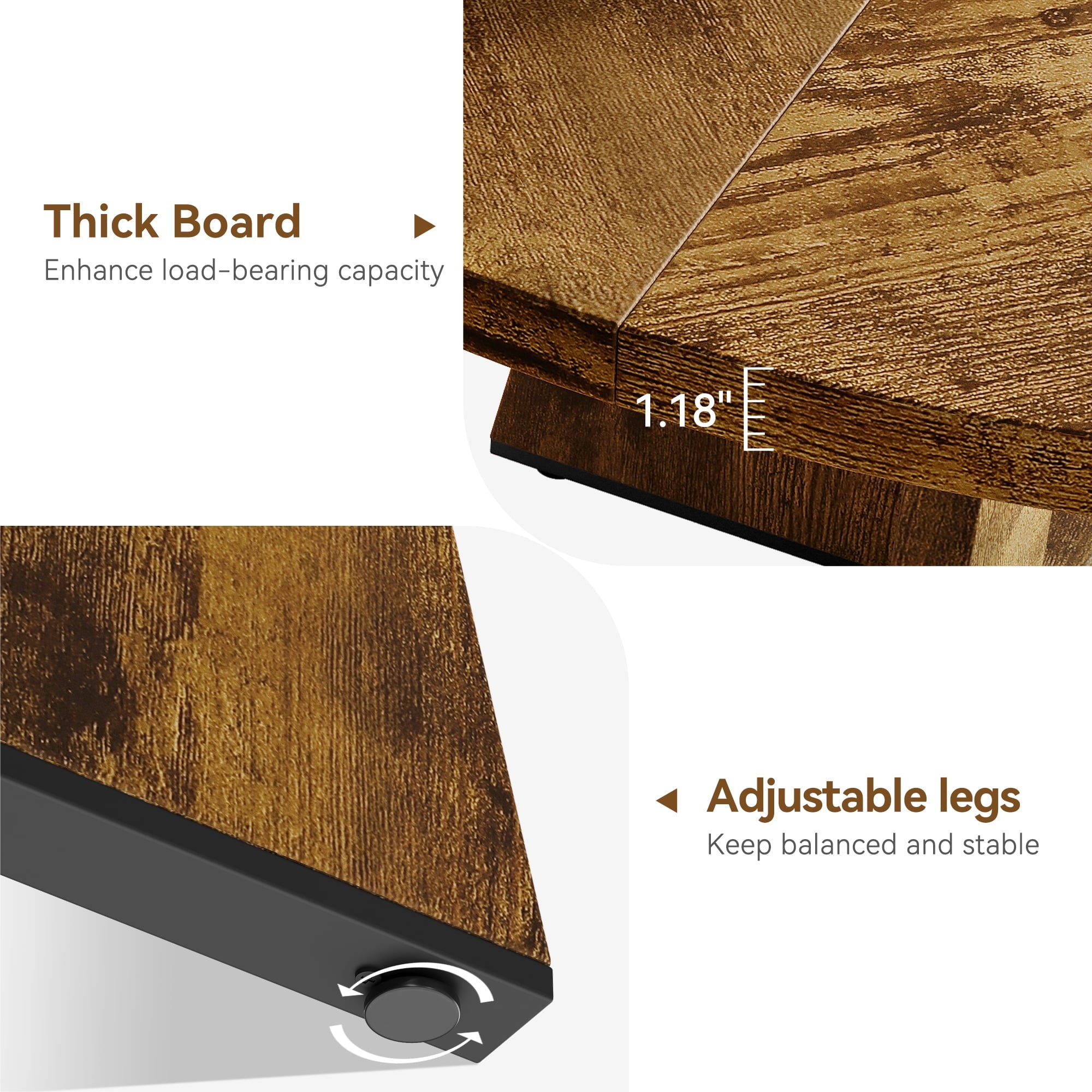 M optimized 47-Inch Round Dining Table, Wooden Kitchen Table for 4, Farmhouse Dinner Table with Wooden Top and Legs for Home Dining Room Living Room (Only Table)